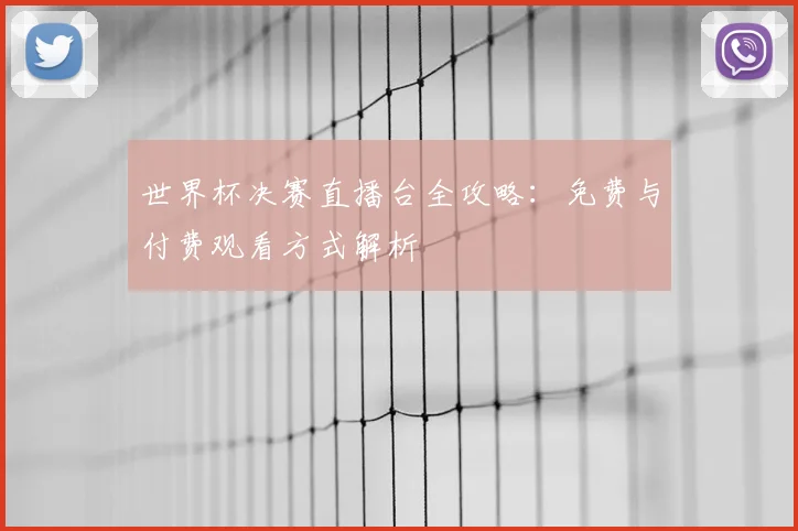 世界杯决赛直播台全攻略：免费与付费观看方式解析